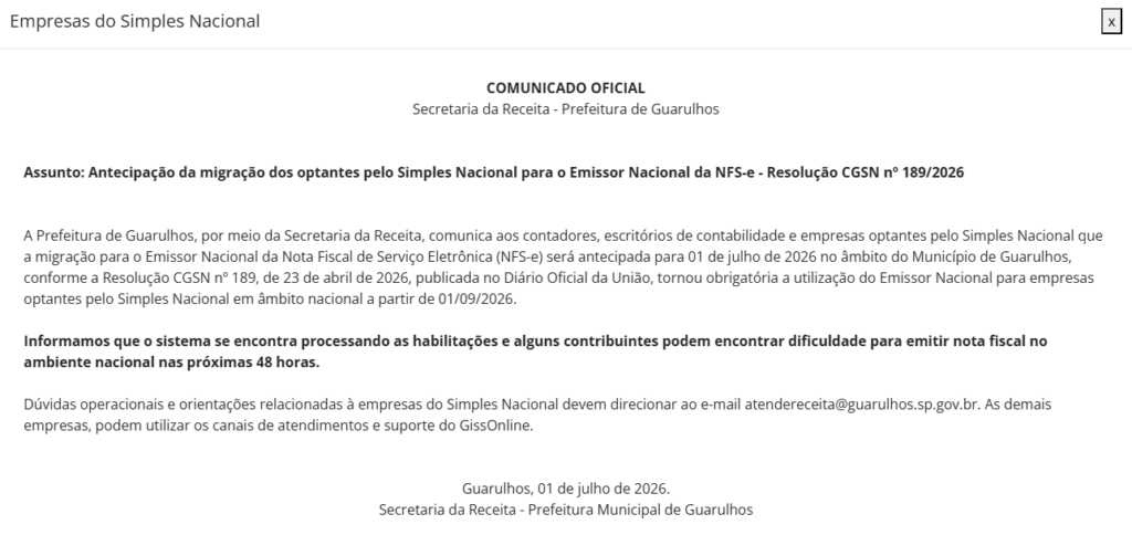 Instabilidade na transição para o Emissor Nacional de NFS-e por optantes do Simples Nacional 1 imagem 26